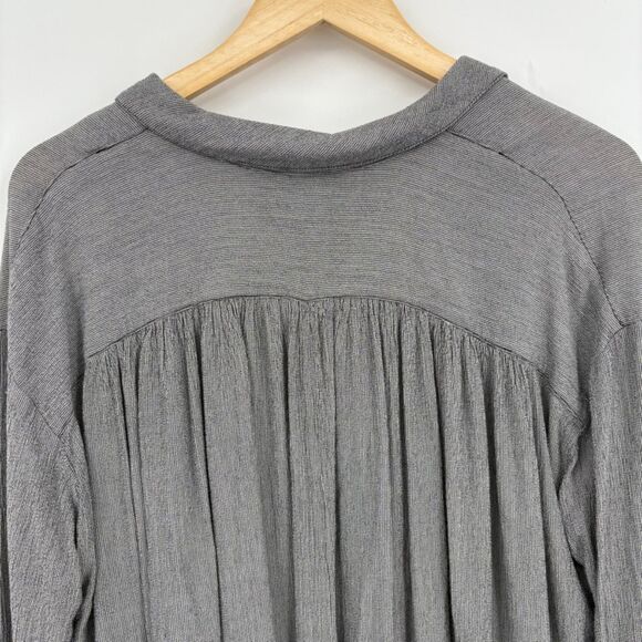 Free People Magic Breeze Button Up Oversized Top, Sz XS, Black/Gray, Bell Sleeve - Picture 6 of 10